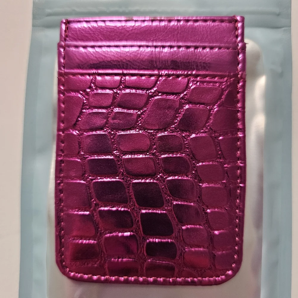 Adhesive Card Pouch / Wallet / Pocket (METALLIC PINK)